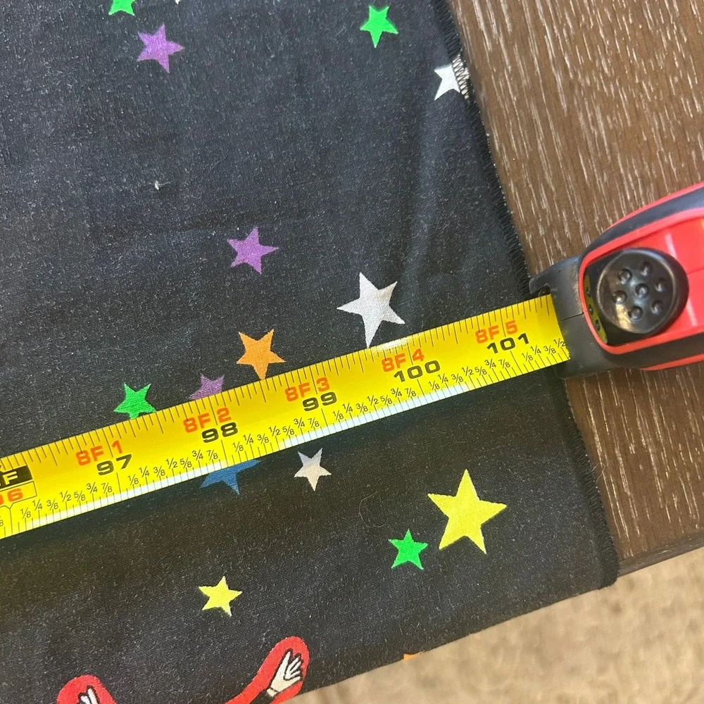 Vintage Happy Halloween Tablecloth Black Stars Monsters 101x51 Spooky Decor